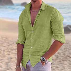 士速卖通爆款夏季衬衫沙滩纯色翻领衫春夏户外街头衬衫