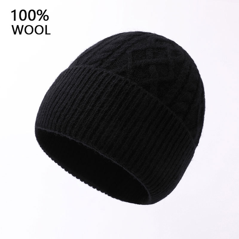 新型100ウールアメリカ毛糸帽子男性冬屋外耳保護保温ニット帽冷帽