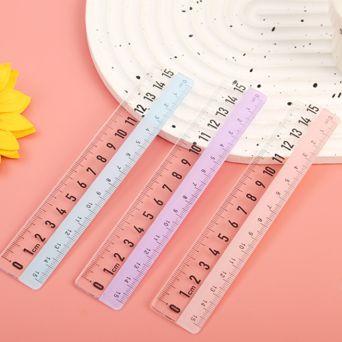 Transparent eye-protection ruler 15cm, primary school ruler, exam drawing and painting measuring ruler, simple grid ruler, student stationery