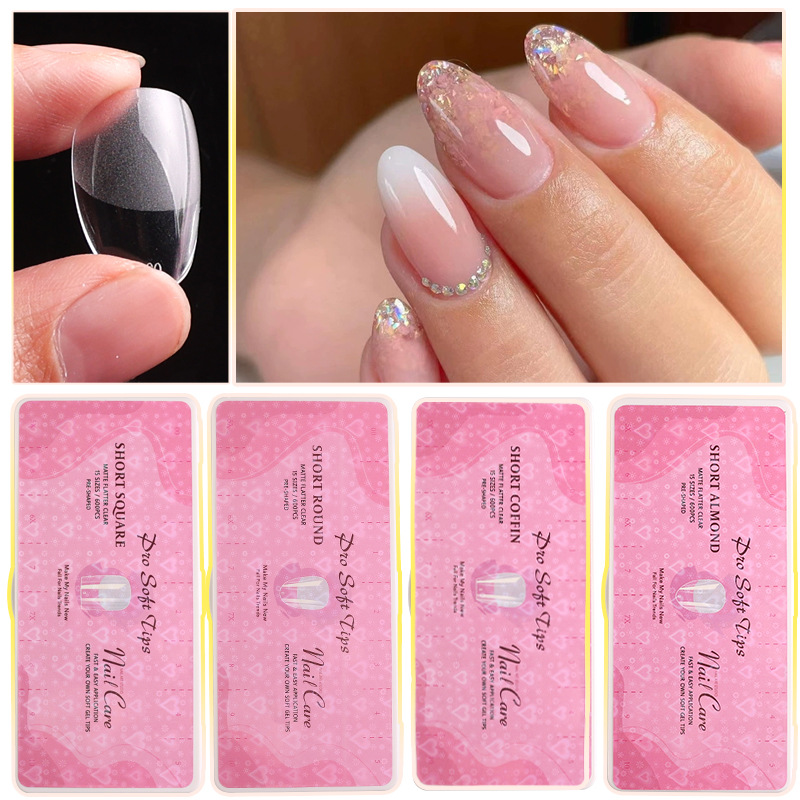 Uña de manicura super delgada, alta elástica, transparente sin marcas, parche de uñas falsas, manicura de dedos falsos, 600 piezas de caja de blindaje