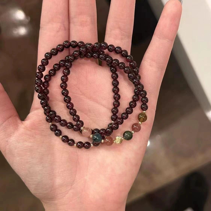 New Chinese Multi-Circle Garnet Bracelet Women's Summer Niche Design Retro Bracelet Fashion Bracelet for Girlfriends Gift New Chinese Multi-Circle Garnet Bracelet Women's Summer Niche Design Retro Bracelet Fashion Bracelet for Girlfriends Gift