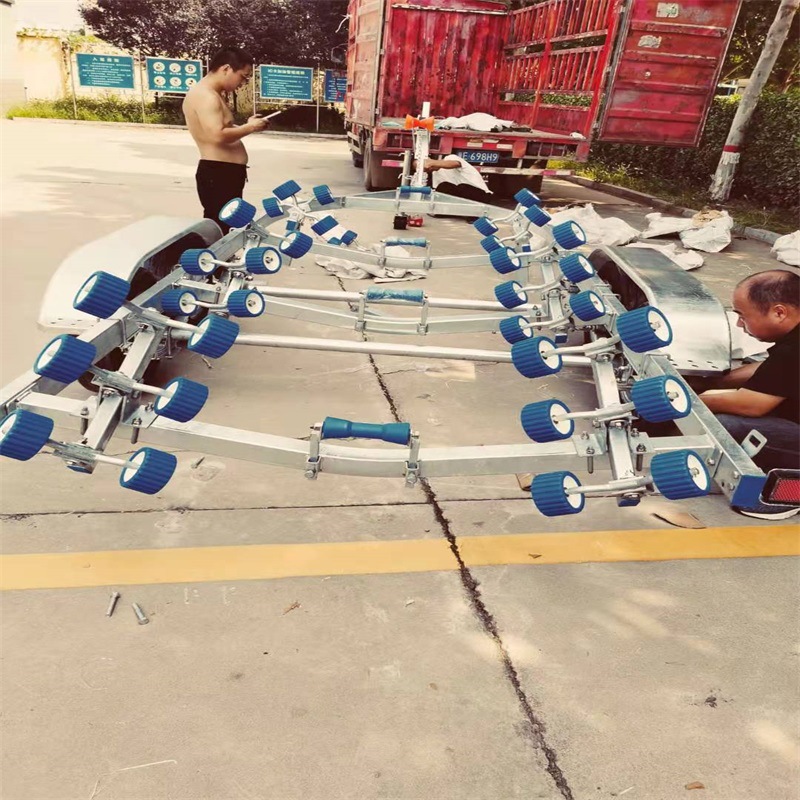小型游艇拖车架铝合金拖船架可调牵引型冲锋舟拖车游艇拖车