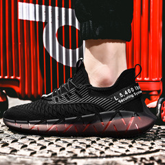 跨境男鞋老爹鞋大碼飛織運動鞋跑步鞋軟底休閒網面網眼鞋一件代發