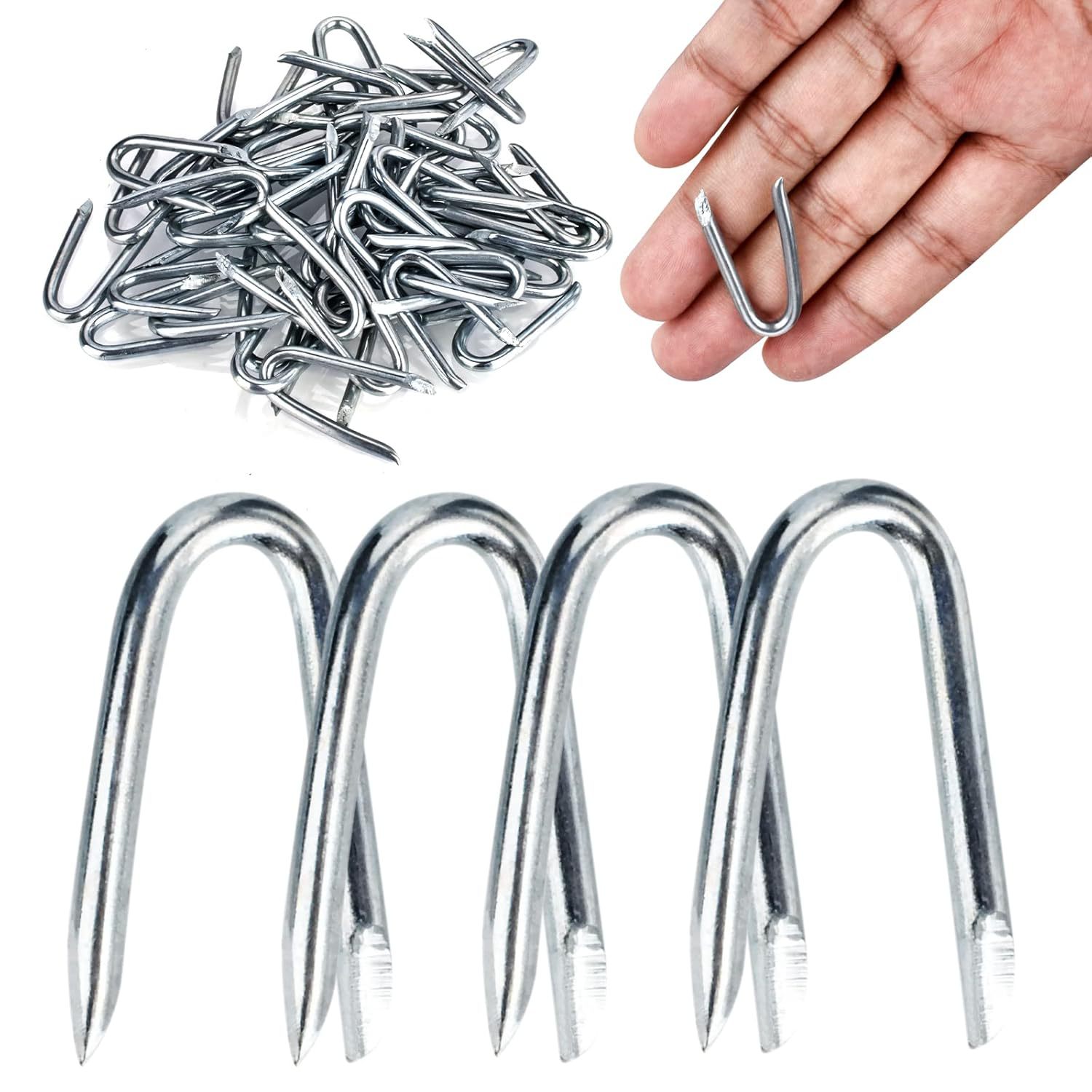 Clavos de valla galvanizados transfronterizos en forma de U, tornillos de alambre de acero gruesos de varios tamaños, tornillos de fijación de perno de fenda de Amazon.