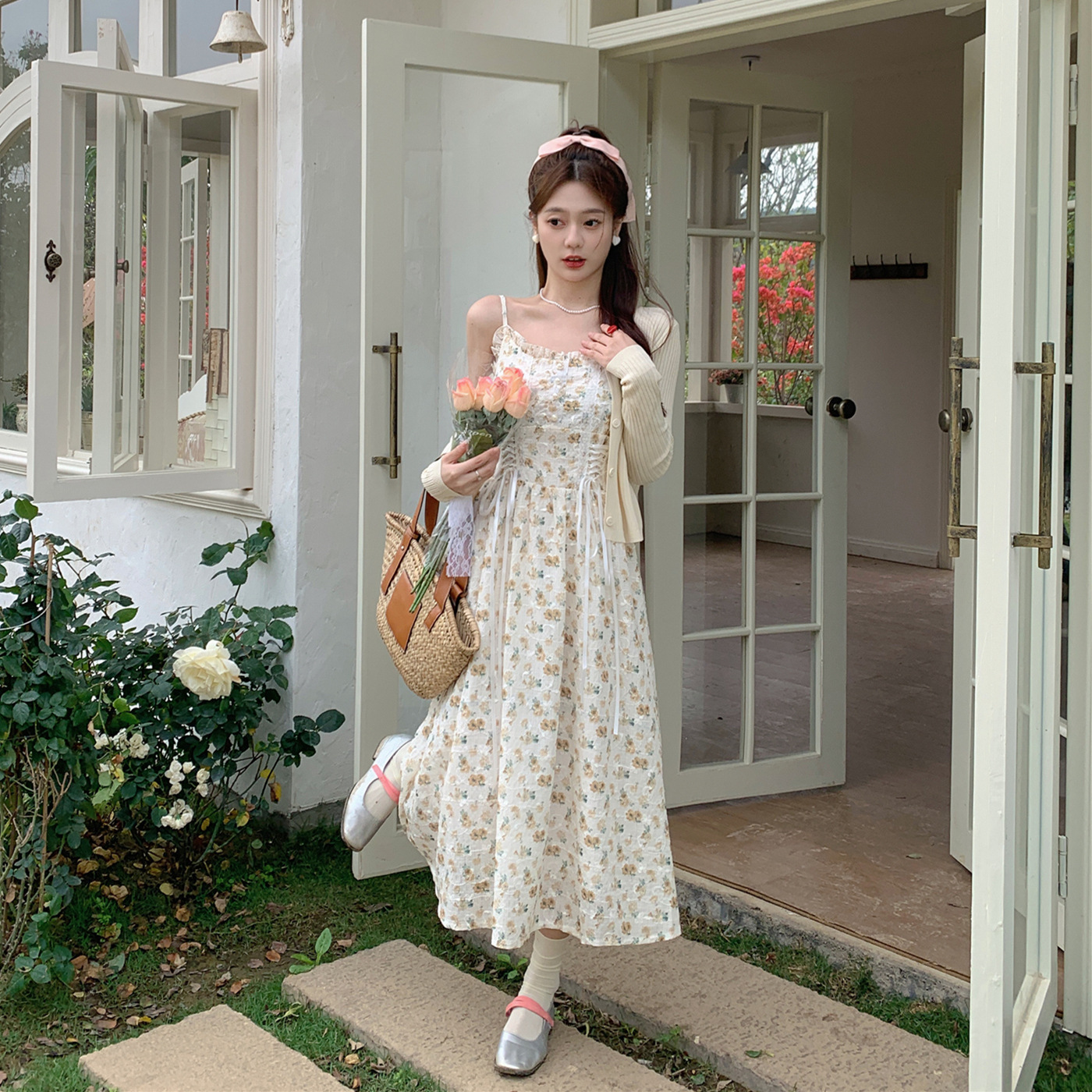  春  M-4XL 大きいサイズ カーディガン ワンピース