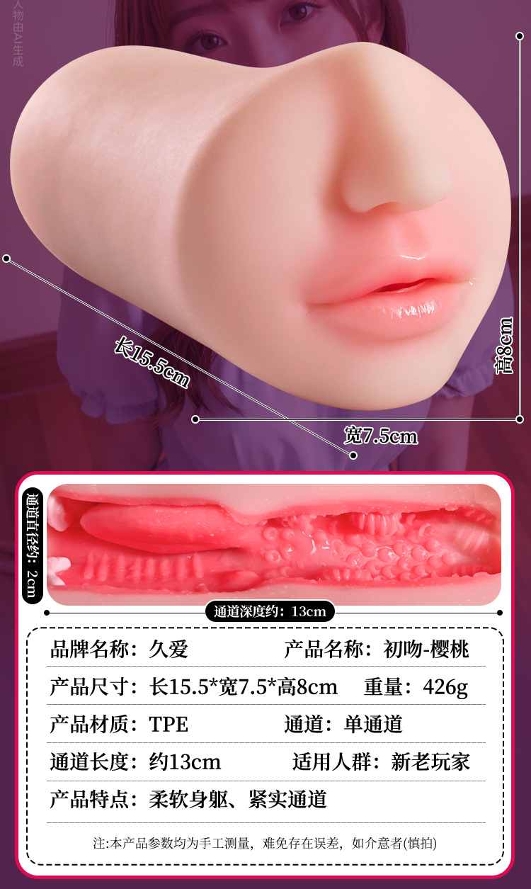 Male Masturbation Toy with Vagina and Buttocks Mold, TPE Manual Airplane Cup — detail image 19
