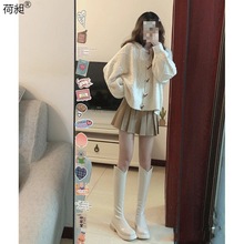 春季盐系少女穿搭小个子学院风俏皮活泼软糯针织开衫两件套装裙子