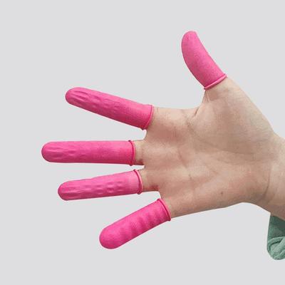 現貨批發壹次性乳膠手指套白色黃色高彈電子麻點無粉無塵車間防滑