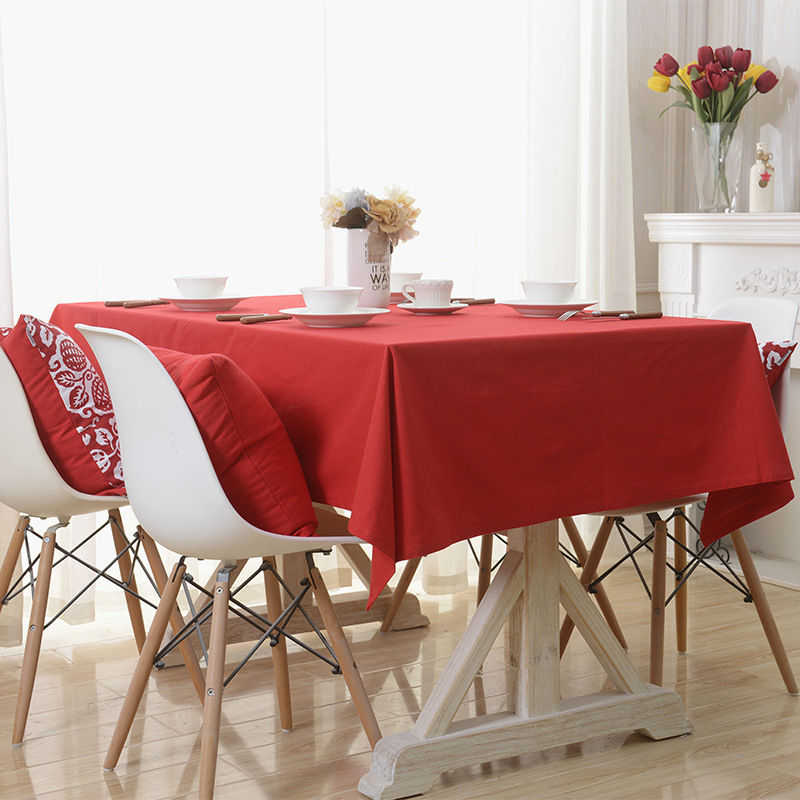 Table Flag Christmas Coffee Table Gift Pure Cotton Pastoral Wedding Style Cover Cloth Tablecloth Canvas European and American Red Tablecloth