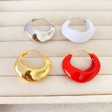 明星同款重工设计时尚不规则珐琅釉铜镀真金高级感个性复古耳环女