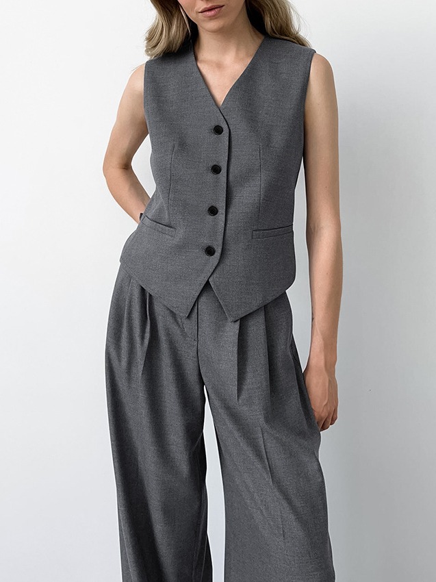 2024 principios de la primavera nuevo gris de cercanías chaleco abrigo de personalidad femenina moda casual todo partido transfronterizo simple estilo europeo y americano