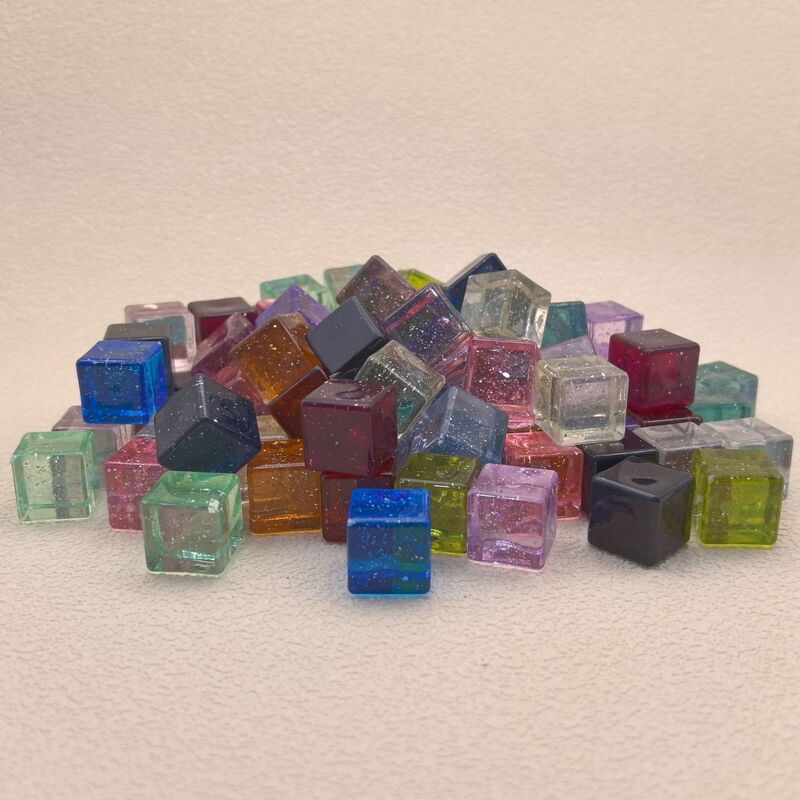 New Colorful Acrylic Flat Fine Glitter Starry Sky Artificial Ice Cubes Colorfulful Squares DIY Handmade Jewelry Small Accessories