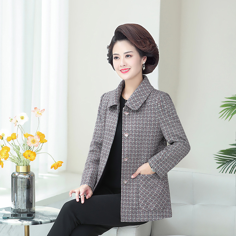 妈妈春秋装外套加绒加厚中老年女冬上衣中年女士夹克宽松洋气奶奶|undefined