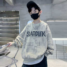 天才鲸 男童卫衣春秋款儿童秋装字母印花中大童上衣春秋加绒童装