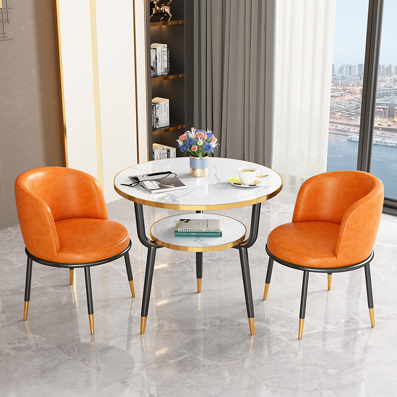 Fábrica directa de lujo ligero de recepción mesa y silla combinación de mesa de comedor de pequeño tipo de casa ocio leche tienda de té Negociación de café