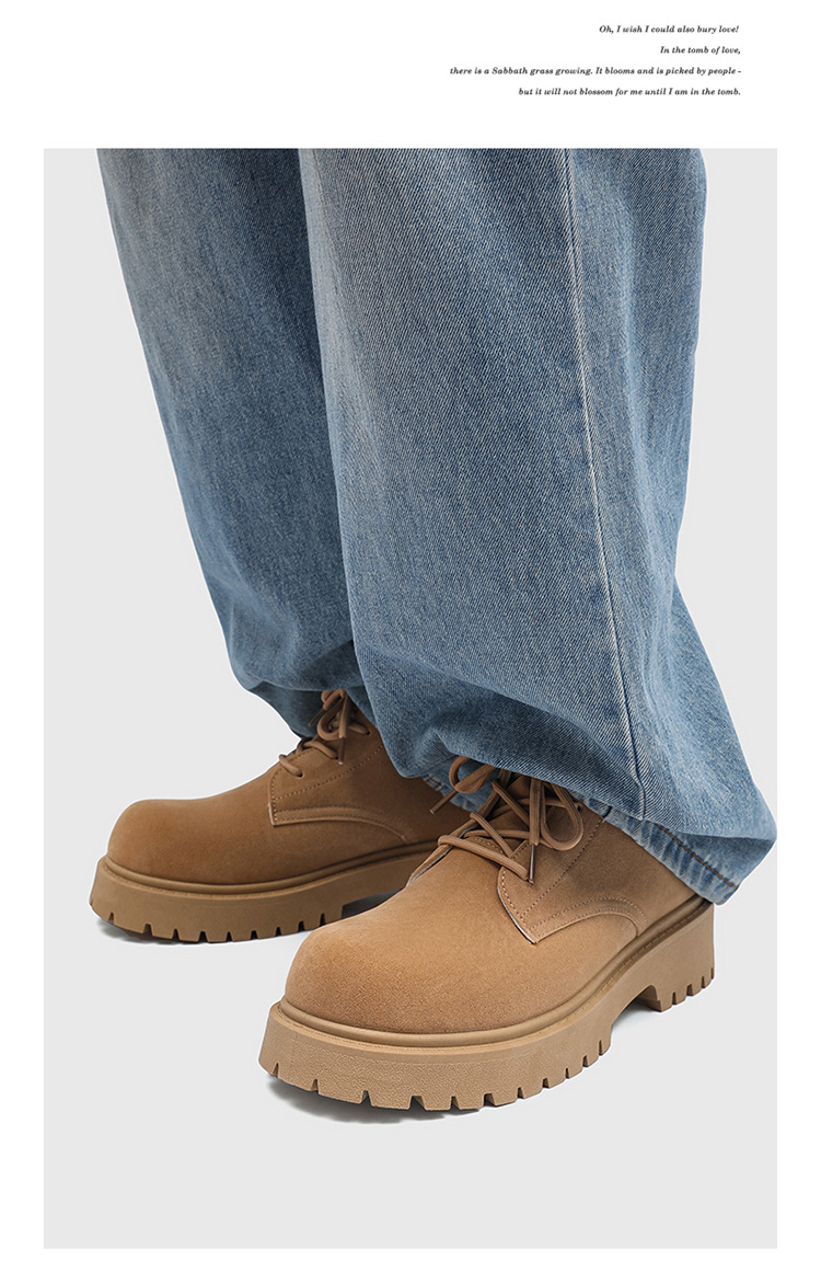 ShoeVault Men's Martin Autumn New High-top Thick-soled Derby Retro Suede Workwear Fashion Trend Yellow Boots_voghion.com