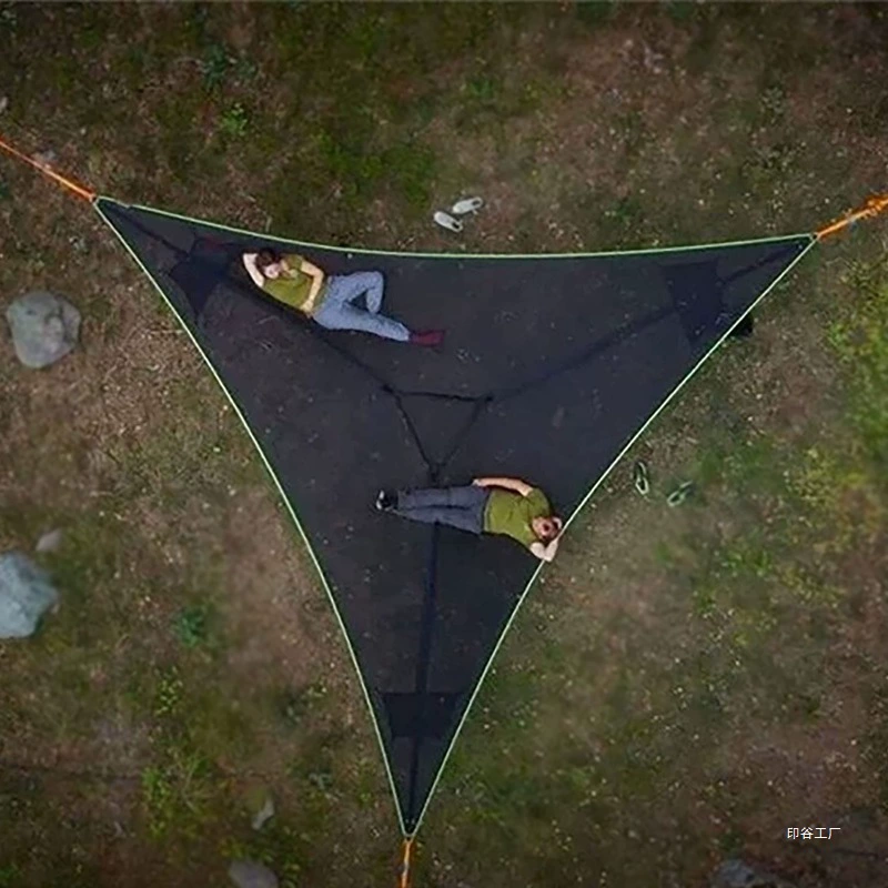 Уличный воздушный треугольный гамак с защитой от опрокидывания, двойной парк для нескольких человек, оборудование в стиле кемпинга, сверхлегкая подвесная палатка на дереве, поле