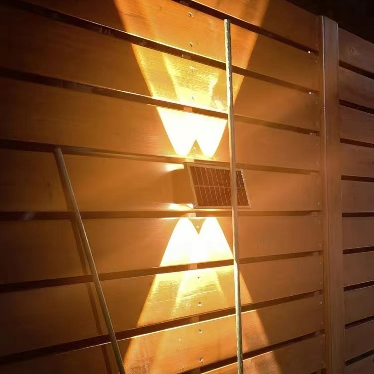 태양 벽 세탁기 램프 풍경 정원 램프 빌라 장식 램프 발코니 벽 세탁기 램프 야외 방수 이중 헤드 벽 램프