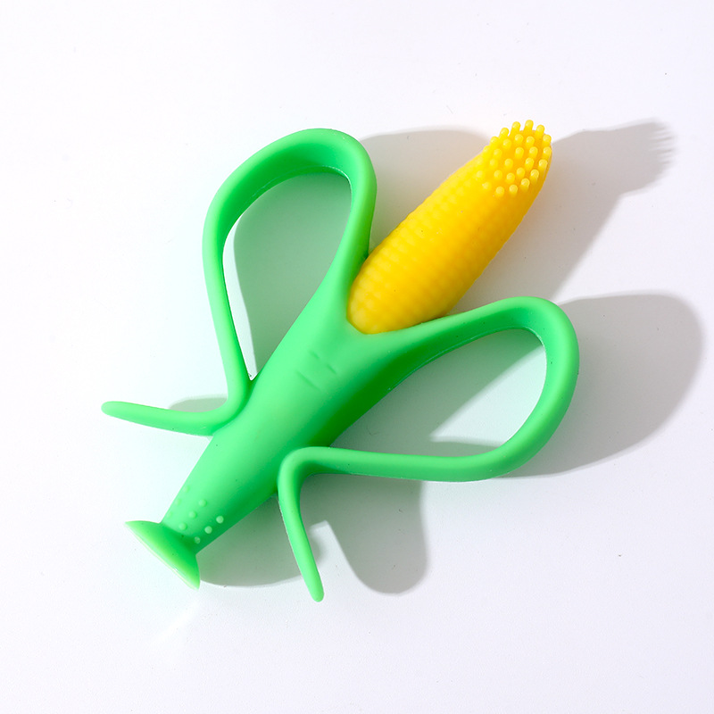 Molde de silicona para bebés, período de dentición para bebés, juguetes molares calmantes para bebés, cepillo de dientes para bebés, varilla molar dos en uno