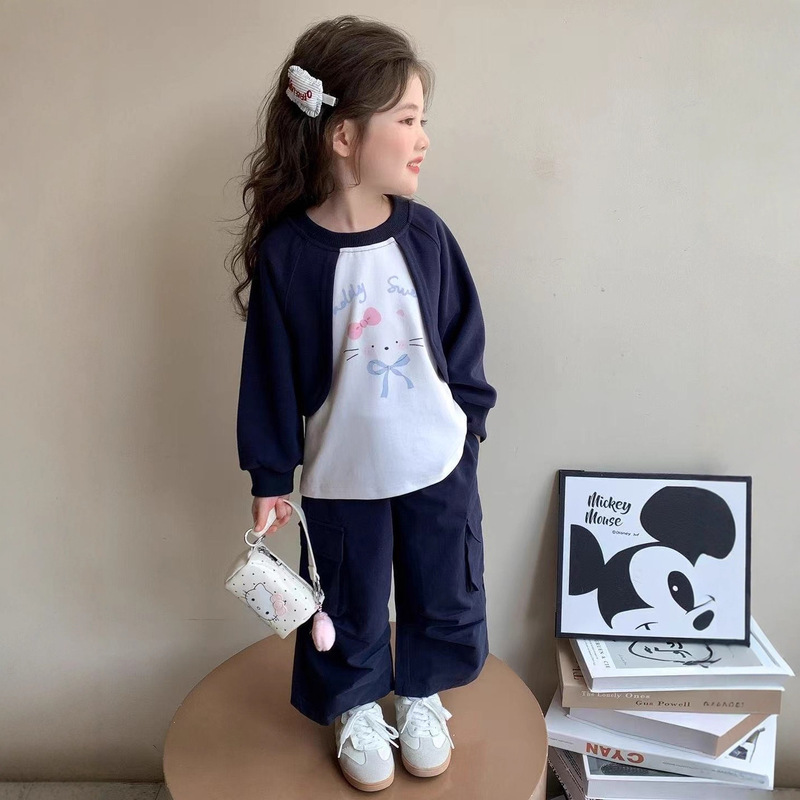 女童套装2025新款女童洋气休闲儿童工装裤两件套时髦宝宝两件套|undefined