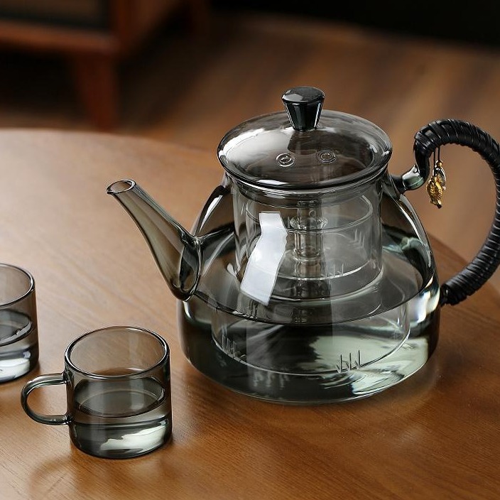 Glass teapot, capacious tea set for home use, increased thickness