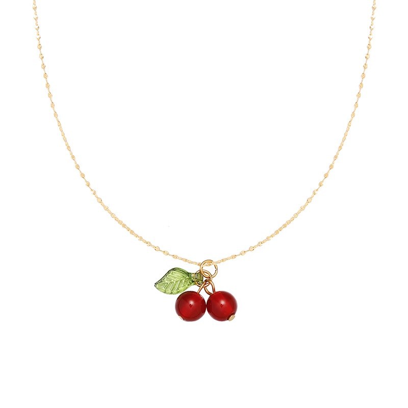 Cute Sweet Cherry Titanium Steel Plating Inlay Garnet Pendant Necklace 1 Piece display picture 9