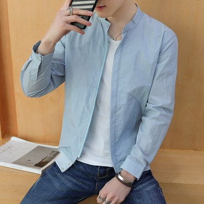 summer new pattern Youth man Sunscreen summer Korean Edition leisure time Stand collar Thin section Windbreaker coat skin