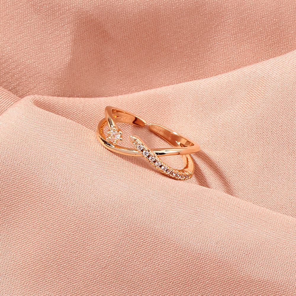 wholesale jewelry cross zircon opening copper ring Nihaojewelry