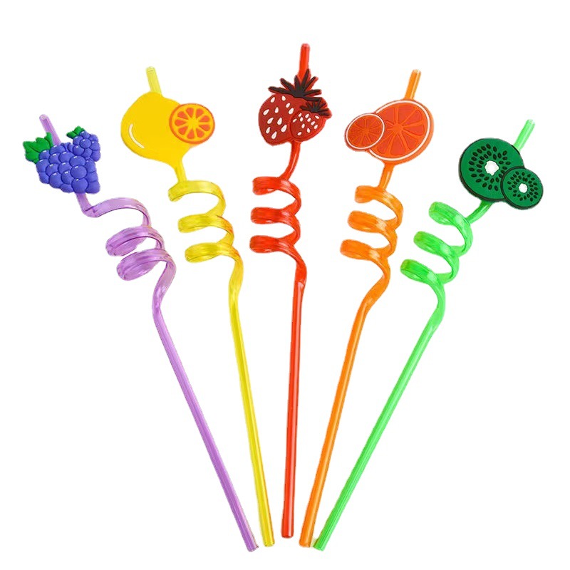 Pajitas creativas para niños de moda, pajitas en forma de fruta, pajitas lavables y reutilizables, pajitas térmicas transfronterizas