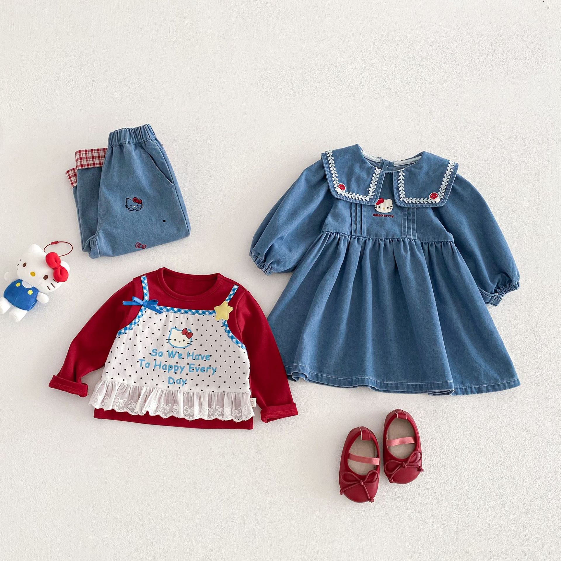 Vestido de Mezclilla para Niñas de Algodón y Poliéster, Suave, para Primavera y Otoño image 1