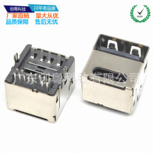 TYPE-C 14PIN+USB 2.0 4PIN二合一母座 180度 插板 DIP 立式 A+C