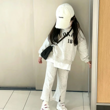 女童卫衣套装2025春新款女宝长袖字母印花卫衣喇叭裤运动套