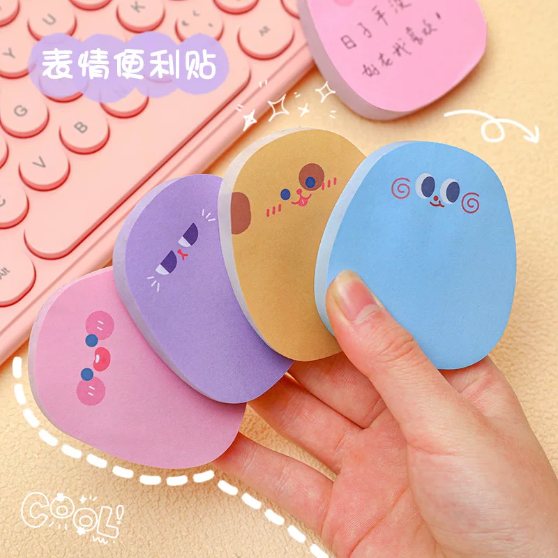 Emoticon Sticky Notes, Cute Cartoon Pads, 60 Sheets Each, Compact 4-Shape Set