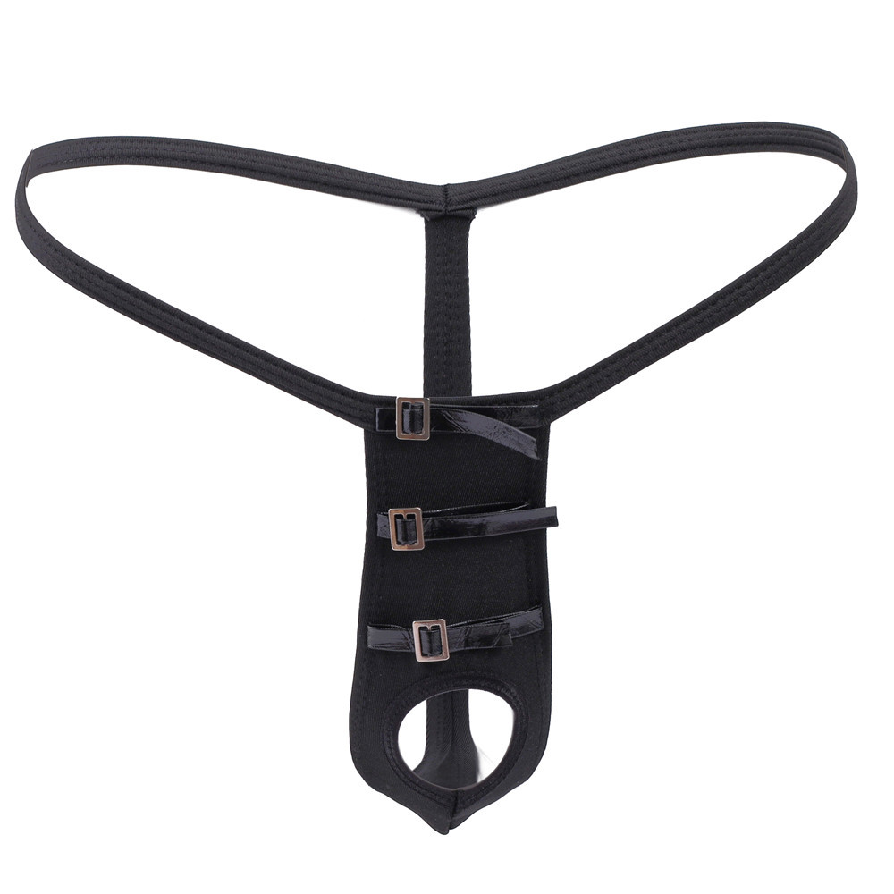 Men's Sexy Open-hole No-removal Thong, European And American Style Bondage-style T-pants, Low-waist Tight-fitting_voghion.com