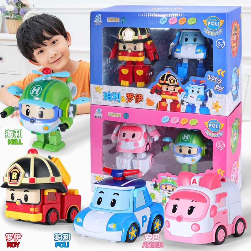 Authentic Transforming Police Car Poli Toy, Transforming Robot Fire Inertia Car Toy, Parent-Child Interactive Educational Toy