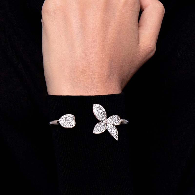 Nuevo cross-border pulsera de hojas de moda brillante de diamante de diamante de diamante accesorios de temperamento Bracelet mujer