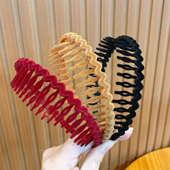 2023 New Toothed Velcro Flocked Fashion Simple Fringe Eyebrow Hairpin Adult Headband Wave Headband Comb