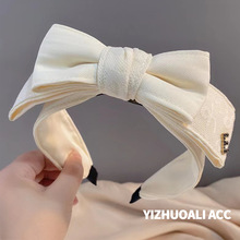 韩国进口高品质小香风双层蝴蝶结发箍纯色宽边字母头箍发饰新款女