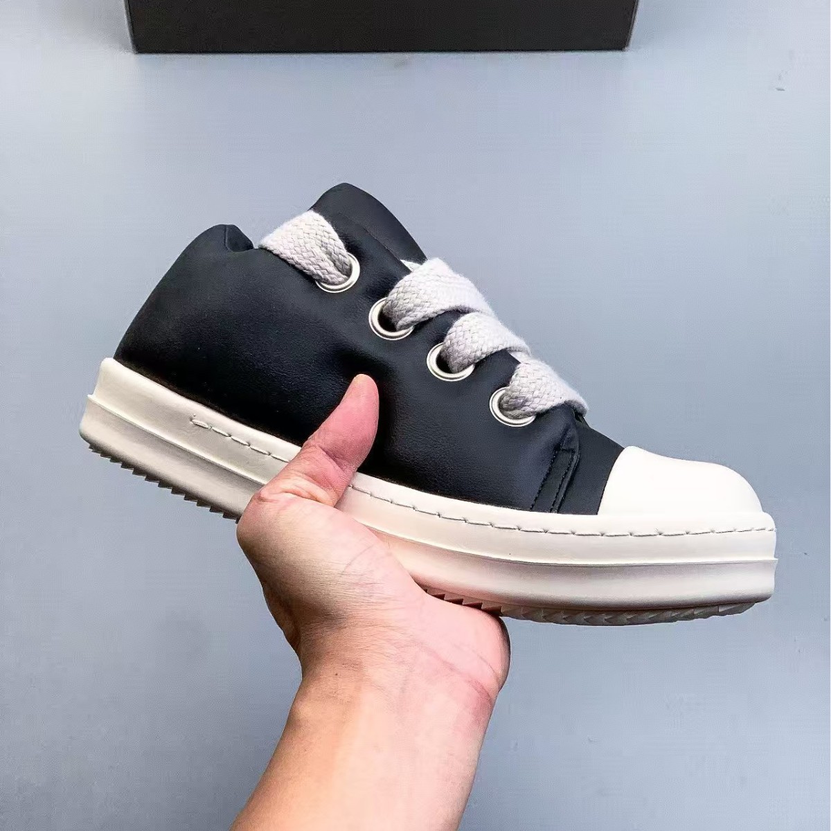 Rick Owens üslubunda qalın altlıqlı kişi idman ayaqqabısı