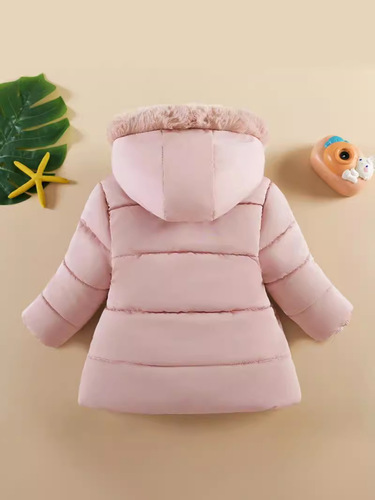 Children's Winter Coat with Fleece and Thick Cotton, for Girls 1 to 6 Years Old, Winter Jacket, Exports Style, Trendy Kids' Coat