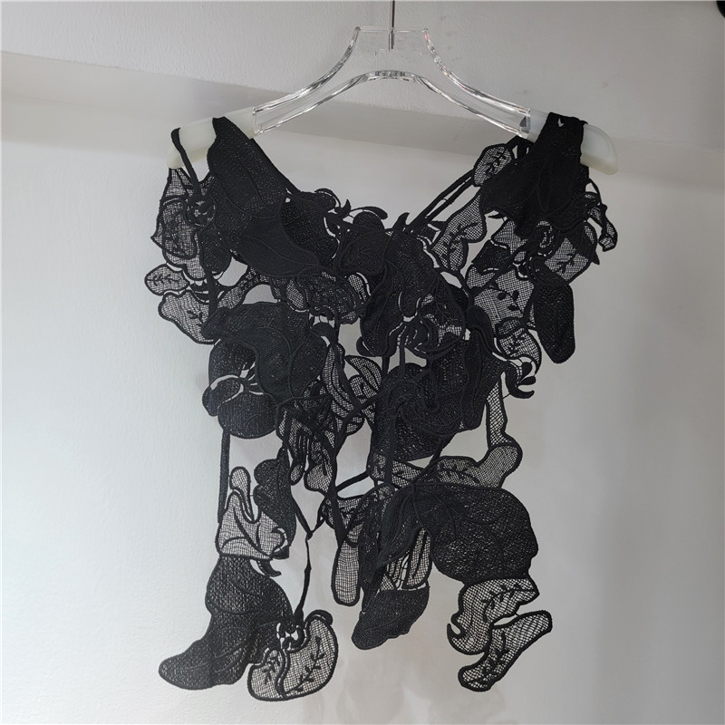 Nicho de diseño cóncavo estilo negro universal bordado estampado hueco superpuesto a través de la capa chaleco image 2