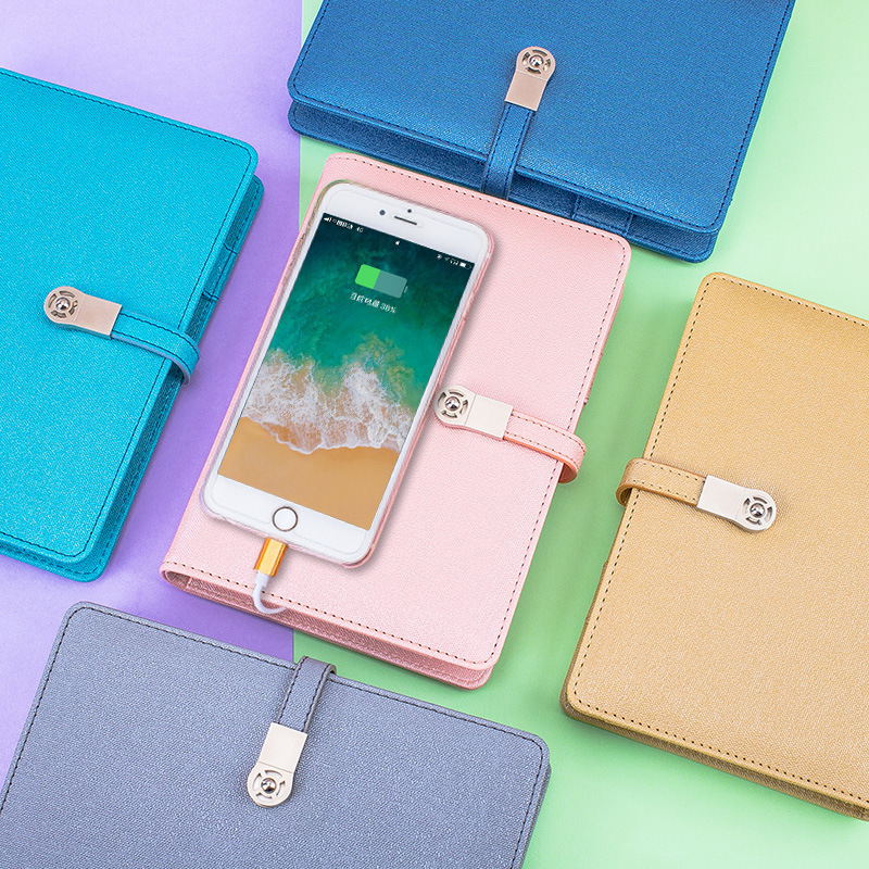 Event Gift A6 Multifunctional Mobile Power Supply Anti-Lost Notepad Notebook Printed Logo Charging Notebook