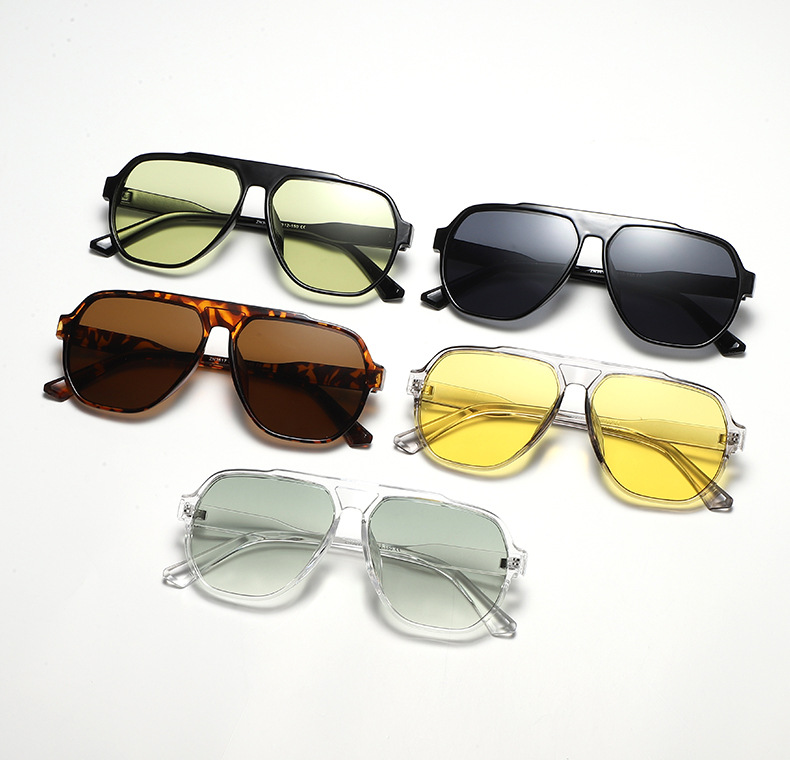 Fashion Style Green, Yellow, Black Color Fashion Solid Color Leopard PC UV400 Protection Polygon Full Frame Women's Sunglasses