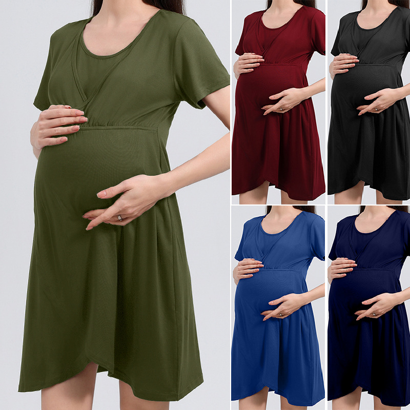 Cross-Border Popular European and American Maternity Wear, Comfortable and Casual Nursing Pajamas, Nightgown, Women's Large Size Loose Home Nightgown