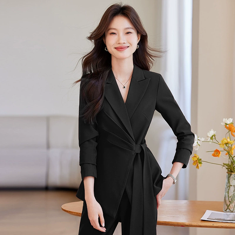 Autumn red fashionable classic suit jacket, set for work