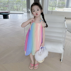 女童夏裝連衣裙兒童吊帶裙2024新款小女孩公主裙洋氣寶寶夏季紗裙