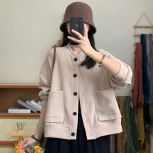 2024春秋季新款女士短外套卫衣开衫上衣棒球服夹克洋气小个子