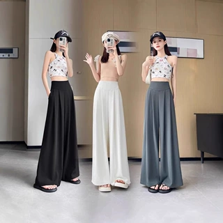 休闲裤女2025年夏季薄款西装裤小众设计感显瘦垂感阔腿裤大码批发