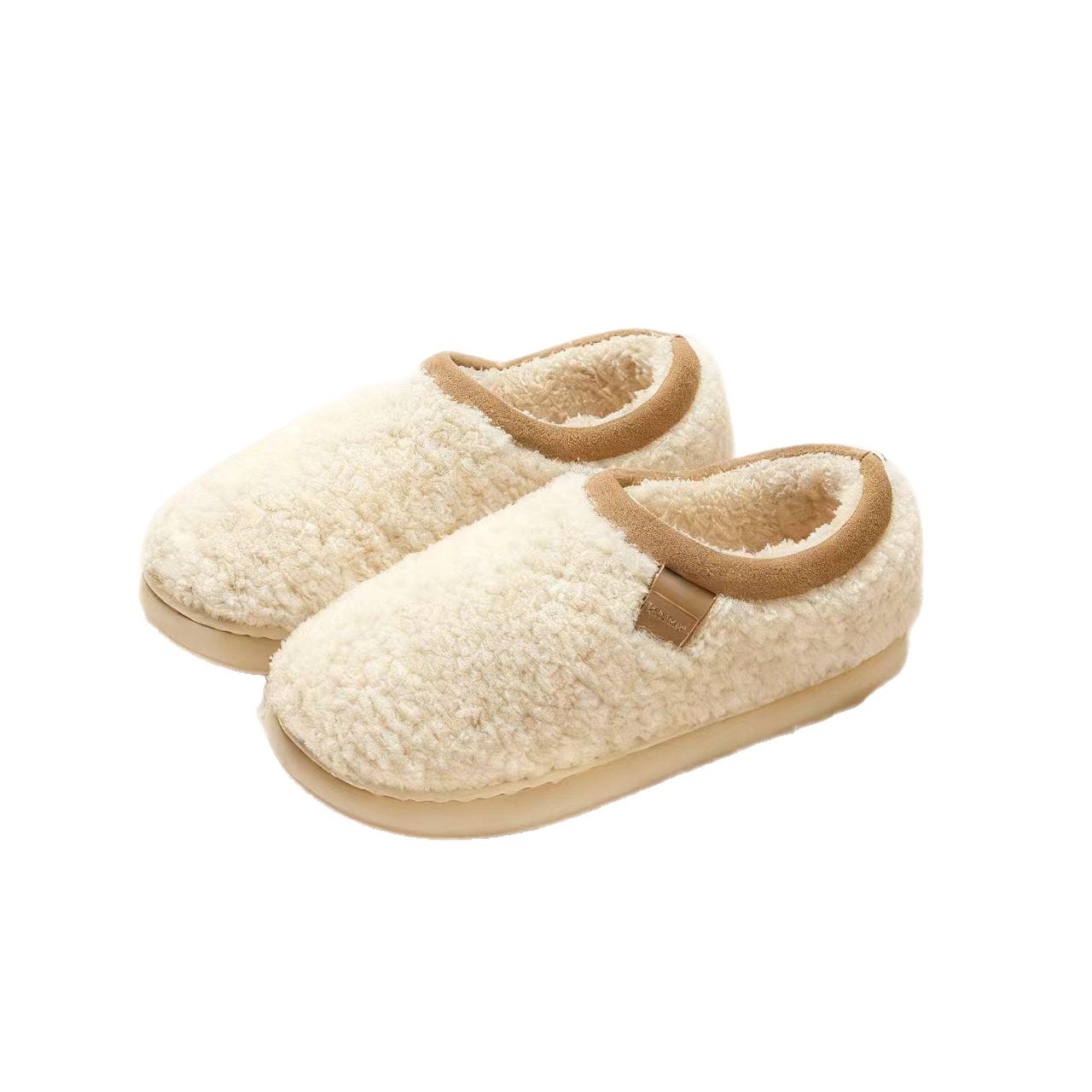 Zapatillas de algodón de nuevo estilo de invierno 2026 para mujer que se sienten como una mierda, se pueden usar afuera con suela gruesa antideslizante, zapatos de algodón cálidos de felpa para interiores