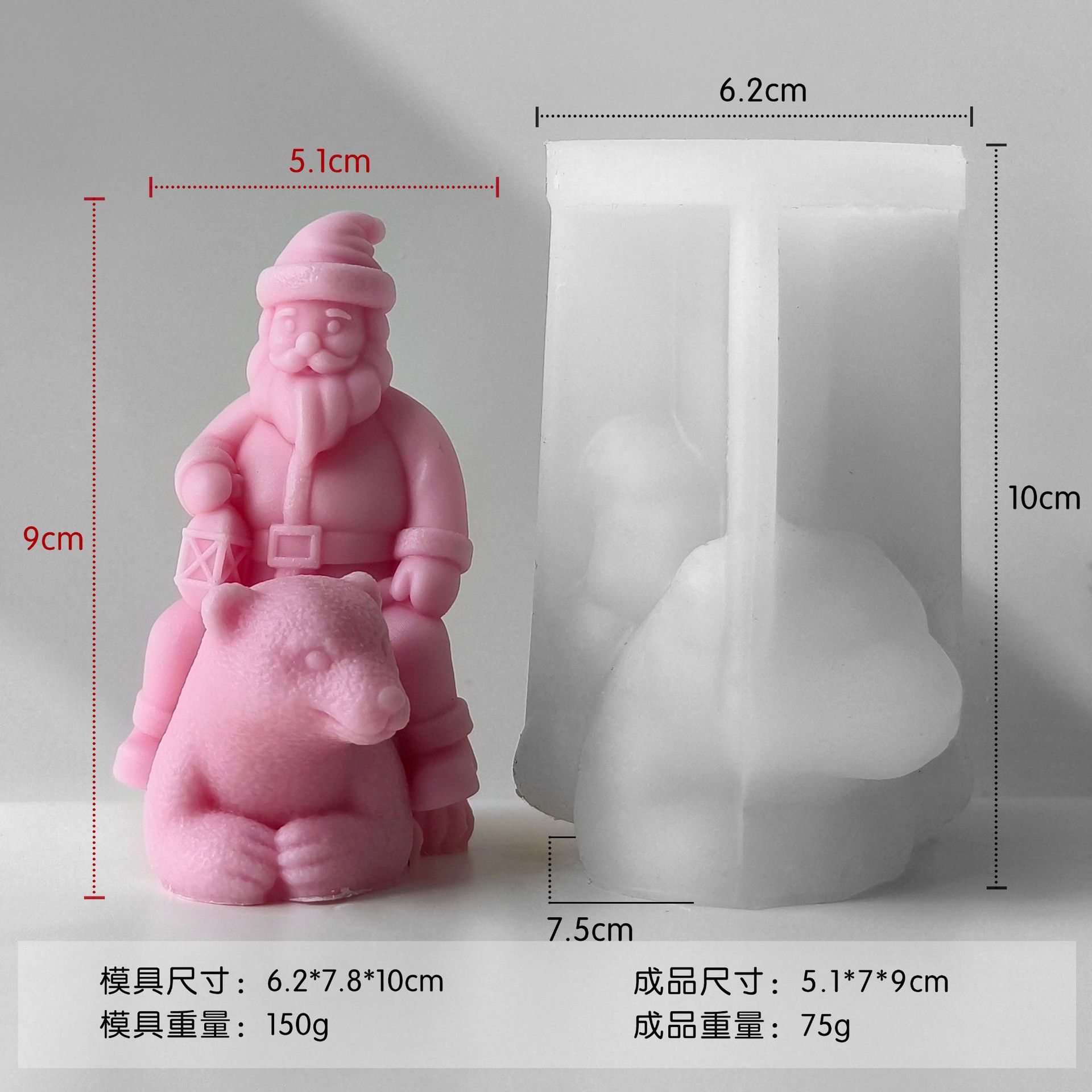 Jiahui Mei Papá Noel molde de cera de bananas chimenea velhos adornos de vela DIY banda magnética molde de goteo